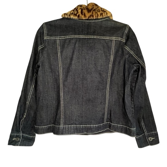 Laura Ashley Jean Denim Jacket with Removable Fur Collar Size Medium NWOT - Picture 3 of 7
